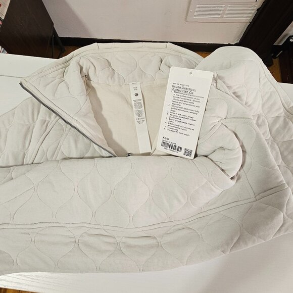 Lululemon Scuba Oversized Quilted Half Zip - Bone - Women's Size XS/S - LW3HFKS - Picture 8 of 8